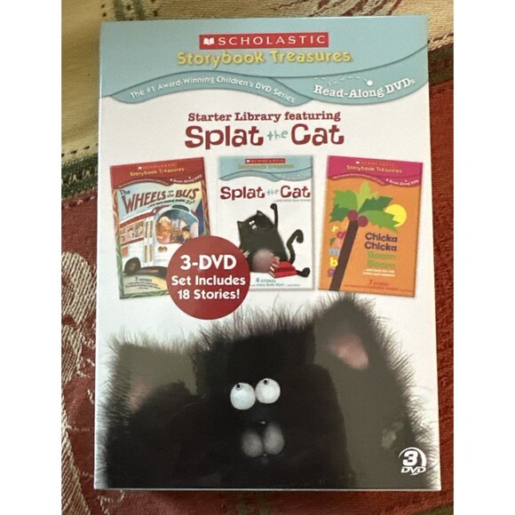 Scholastic Read Along DVD Set (3 DVDs - 18 Stories) Splat the Cat, Wheels on Bus - Picture 1 of 2